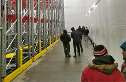 Передвижные стеллажи на складе-холодильнике ООО Озёрский продукт